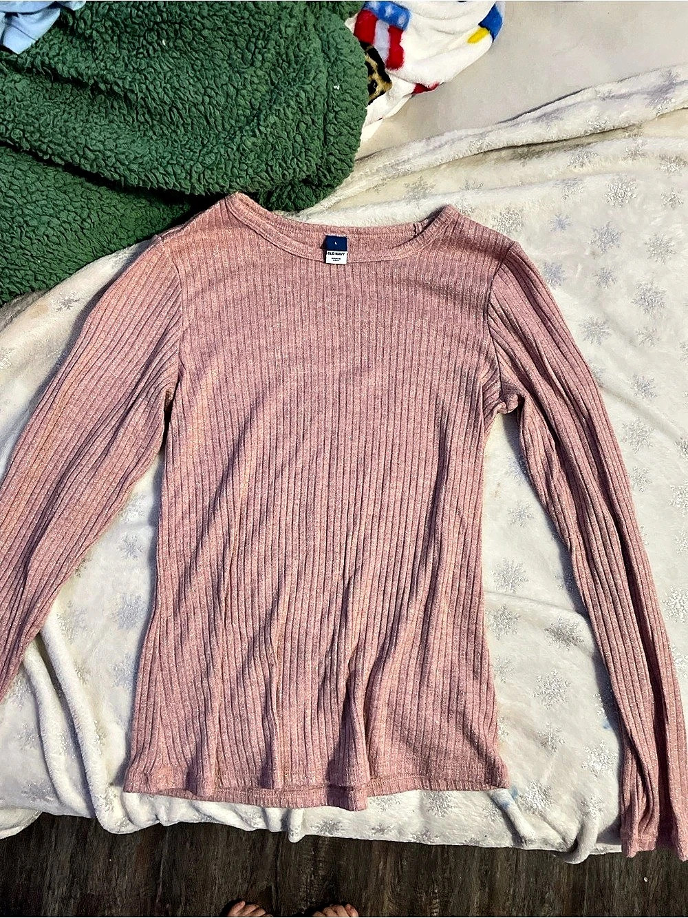 Old Navy Ribbed Long Sleeve Top in Pink Large Like New